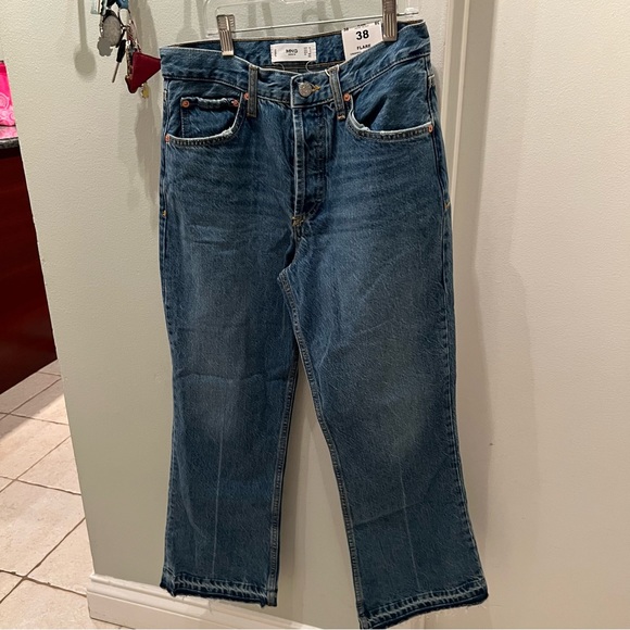 NWT MANGO Denim Mid Rise Blue Flare Jeans, Size 6 / 38 - Picture 5 of 7